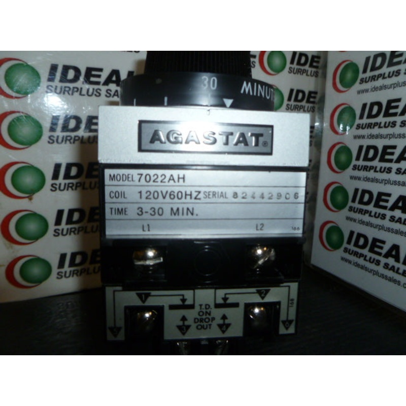 TIME DELAY RELAY, AGASTAT – 7022AH, 3-30MIN, 120V60HZ
