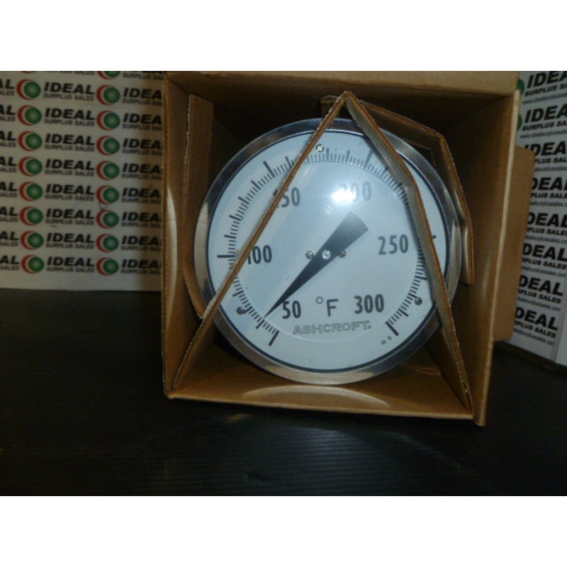 5  BIMETAL THERMOMETHER, ASHCROFT – 50-EI60-R-040-50/300F, SIZE 5 INCH, TYPE EI, CONN 1/2 NPT BACK, STEM LENGTH 4 INCH, RANGE 50/300F