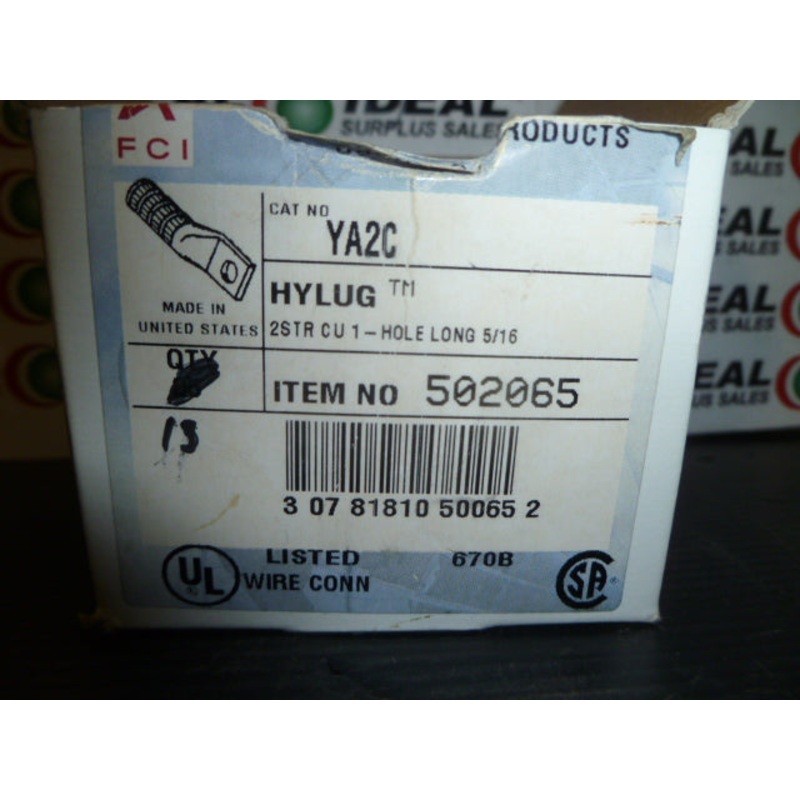 BURNDY YA2C LUG|Factory Sealed Packaging|New In Box|New No Box|Used|Reconditioned