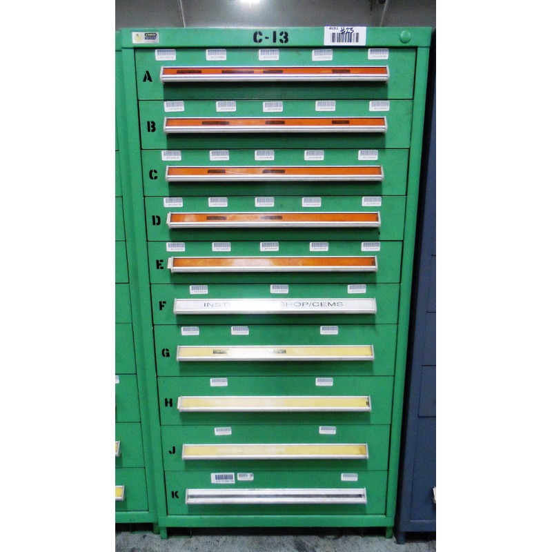 CABINET, STANLEY VIDMAR, 10 DRAWER, GREEN, 30”x 28”x59”