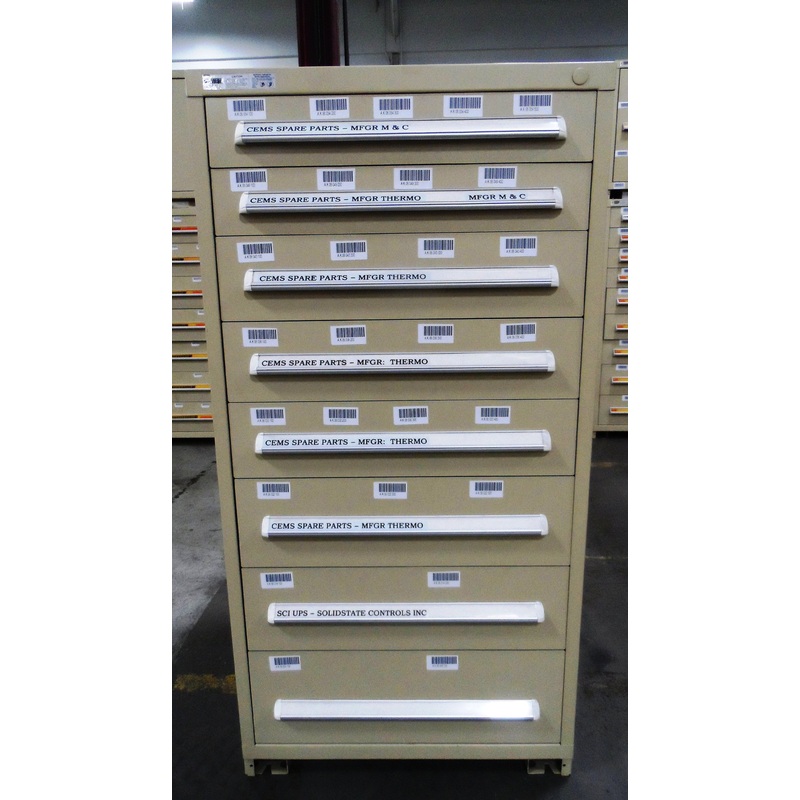 CABINET, STANLEY VIDMAR, 8 DRAWER, CREAM, 30”x 28”x59”