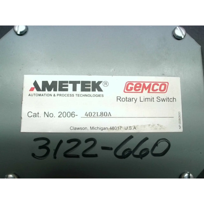 Ametek 2006-402L80A Gemco Rotary Limit Switch w/ Enclosure Ratio 80:1