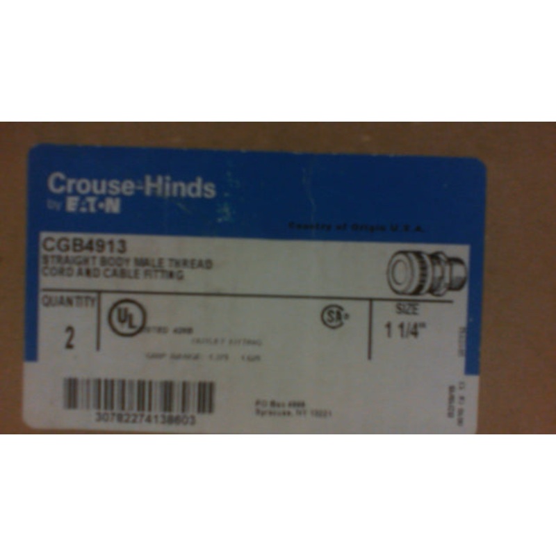Crouse Hinds CGB4913 1-1/4 Straight Body Male Thread Cord And Cable Fitting