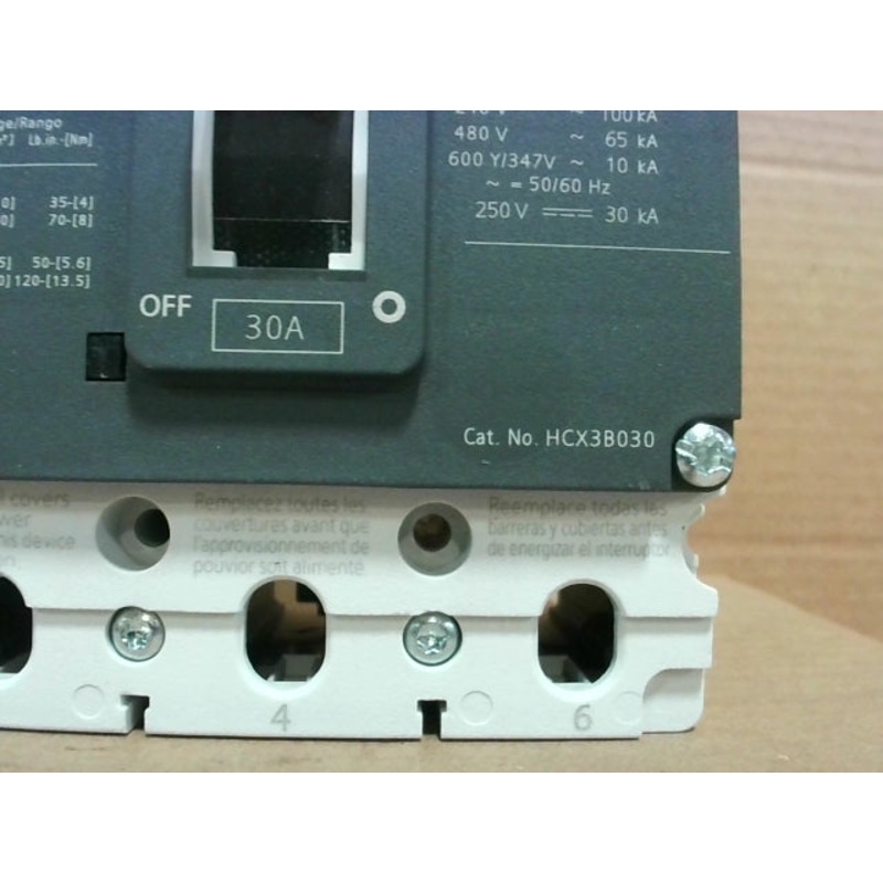 Siemens HCX3B030 Circuit Breaker 30A 3-Pole 480VAC 50/60Hz