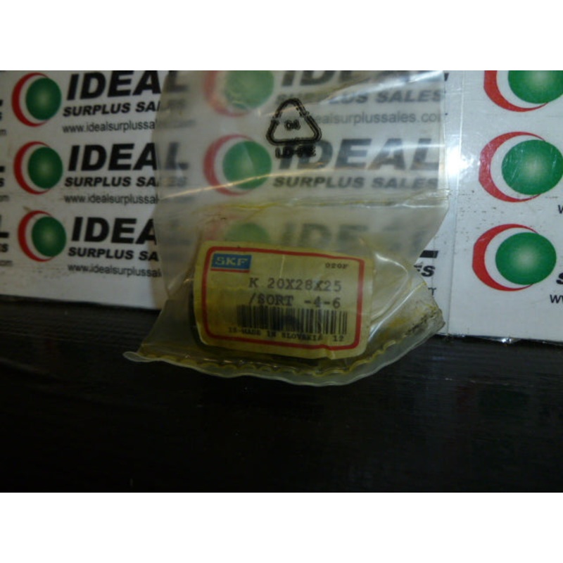 BEARING, SKF K 20X28X25, 20MM BORE, 28MM OD, 25MM WIDTH, NEEDLE ROLLER BEARING