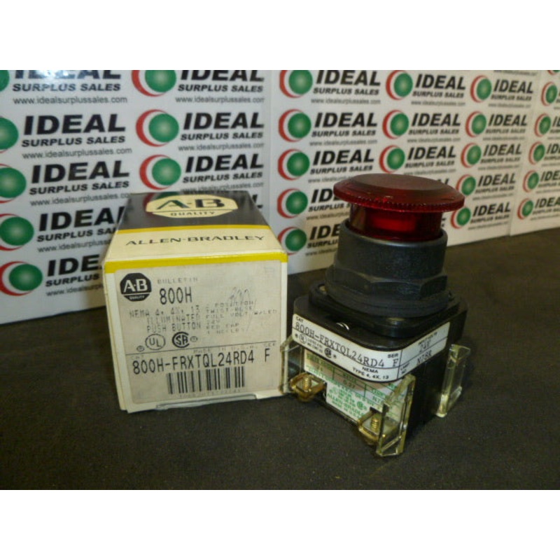Allen Bradley 800H-FRXTQL24RD4 Button, Push-Pull, RD, 24V, Illuminated