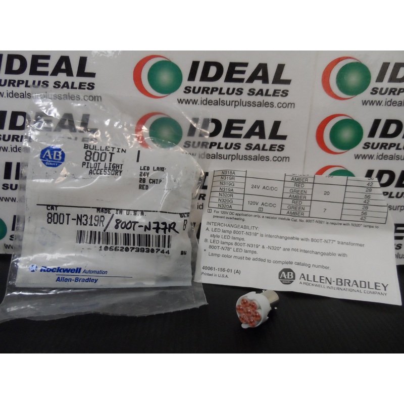 ALLEN BRADLEY 800T-N77R Red Indicator Lamp Interchangeable With 800T-N319R
