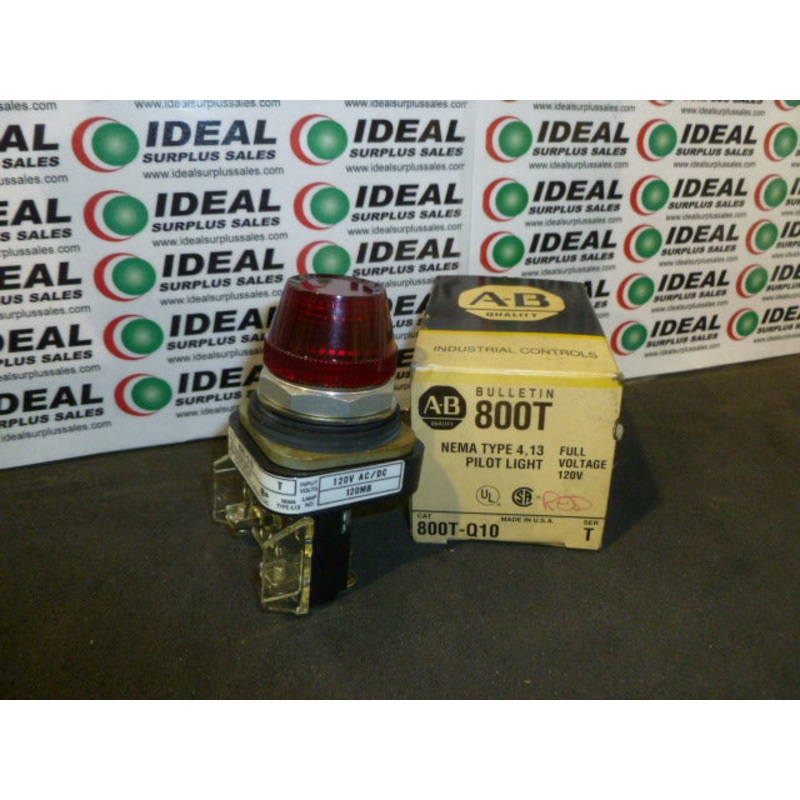 Allen-Bradley 800T-Q10 Pilot Light 120V Red Lens Illuminated Nema Type 413