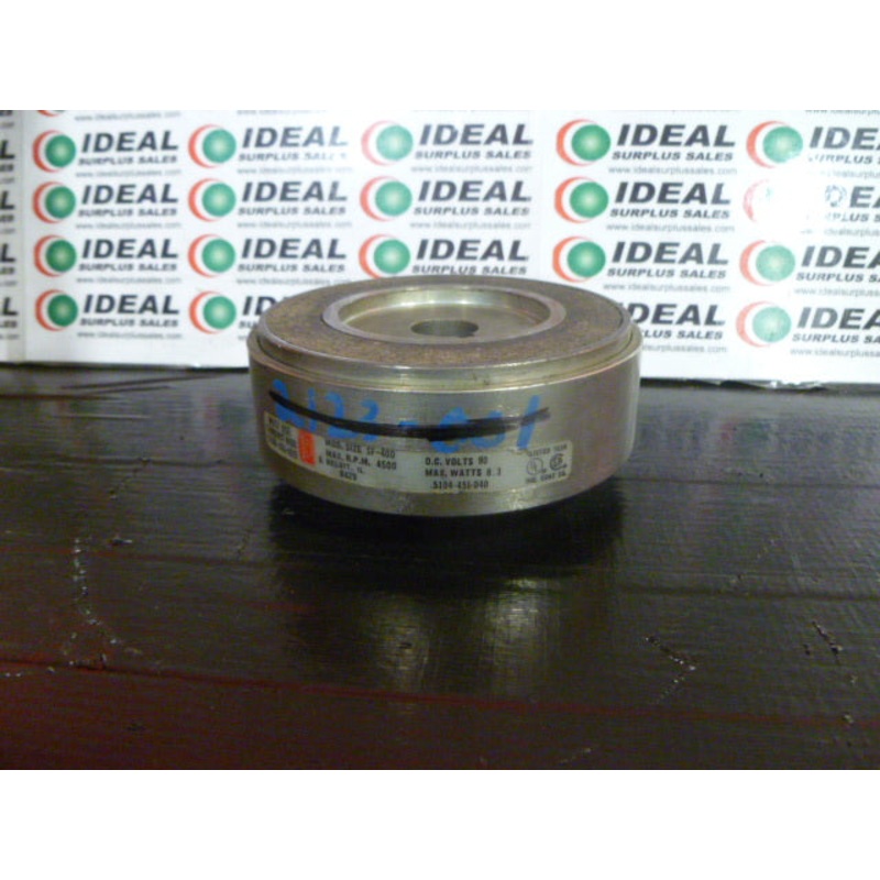 CLUTCH, WARNER ELECTRIC 5104-451-040, SF 400, 4500 RPM MAX, 90VDC, 8.3 WATTS MAX