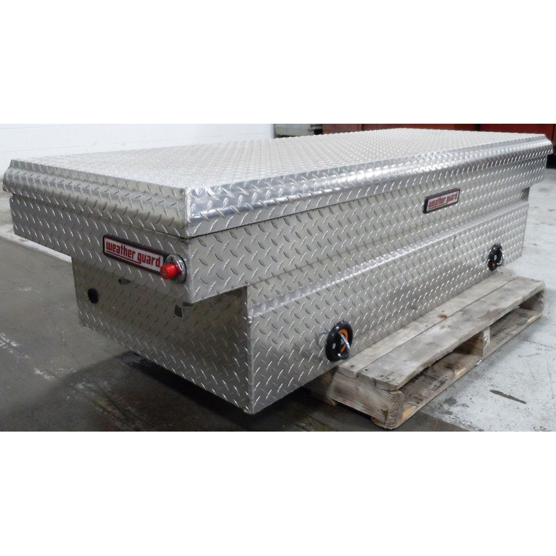 SADDLE BOX, WEATHER GUARD – 117-0-02 – MODEL 117 , ALUMINUM, 72”28”X19” – FITS ALL FULL SIZE PICKUP TRUCKS WITH 8FT BED