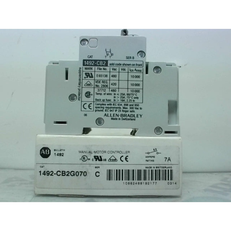 Allen Bradley 1492-CB2 G070 /C Circuit Breaker 7A 2 Pole