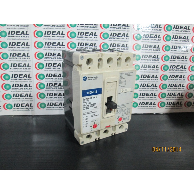 BREAKER, ALLEN BRADLEY 140M-I8E-C80, MPCB, STANDARD MAGNETIC TRIP (FIXED AT 13 X LE), 40 – 80 A, HIGH PERFORMANCE, FRAME SIZE I