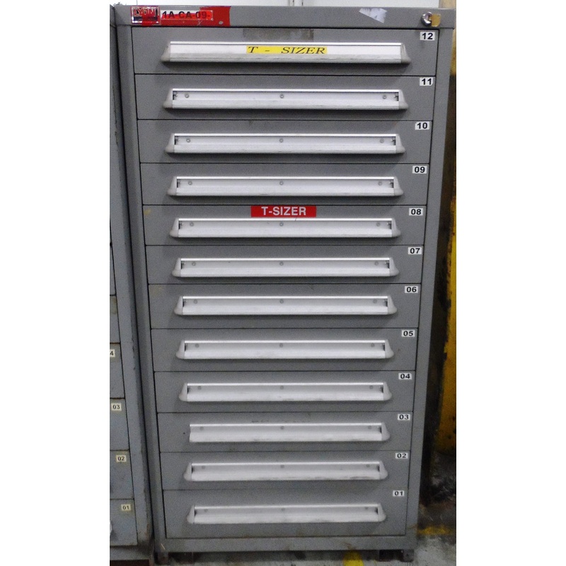 CABINET, LYON – STANLEY VIDMAR, 12 DRAWER, GRAY, 30”x 28”x59”