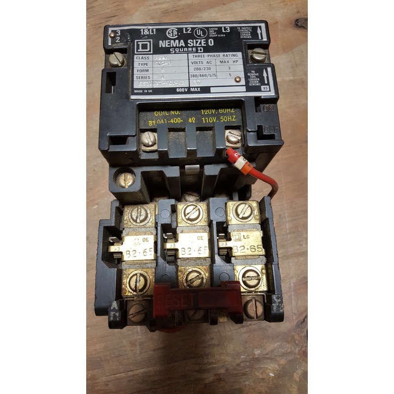 Square D 8536-SB0-2 Starter Form 3 Ser.A 1HP