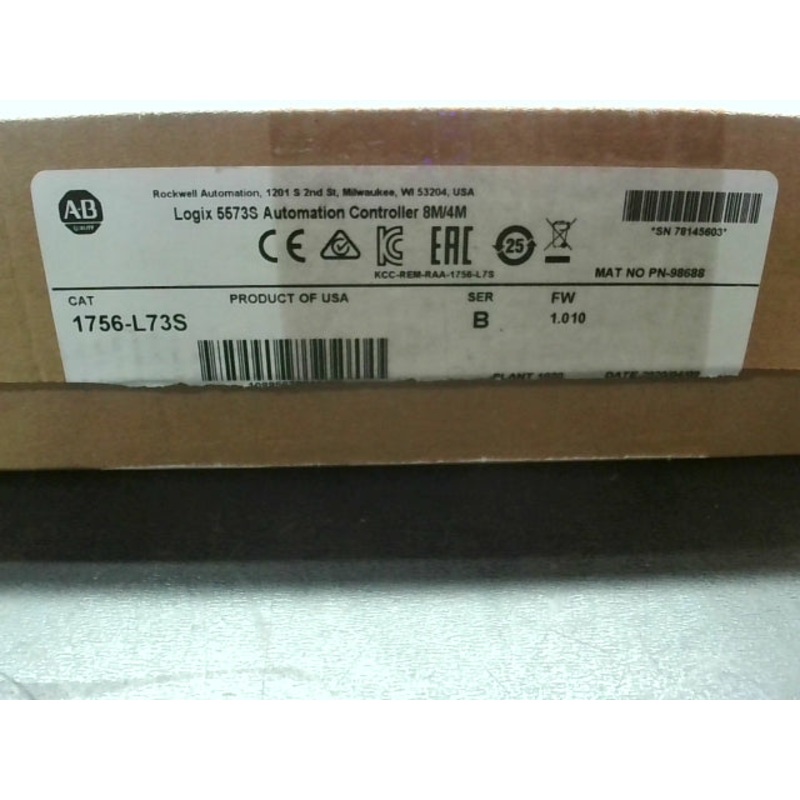 Allen Bradley 1756-L73S /B Logix5573S Safety Controller 8M/4M w/Keys