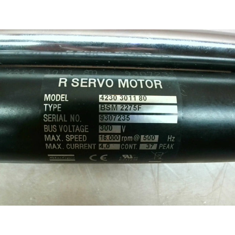 Atlas Copco BSM-2275F R Servo Motor Nut-Runner 4230-3011-80 300V 15,000-RPM 37A