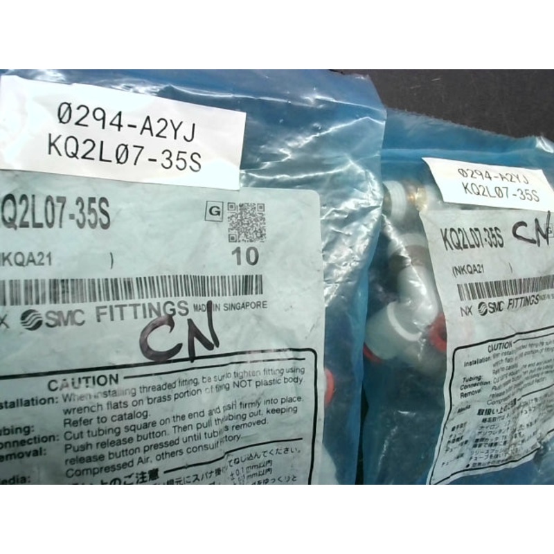 SMC KQ2L07-35S (20 PCS) Male Elbow 1/4 Push-To-Connect Tube to 1/4 NPT Brass (2 Bags @ 10 Pcs Per)