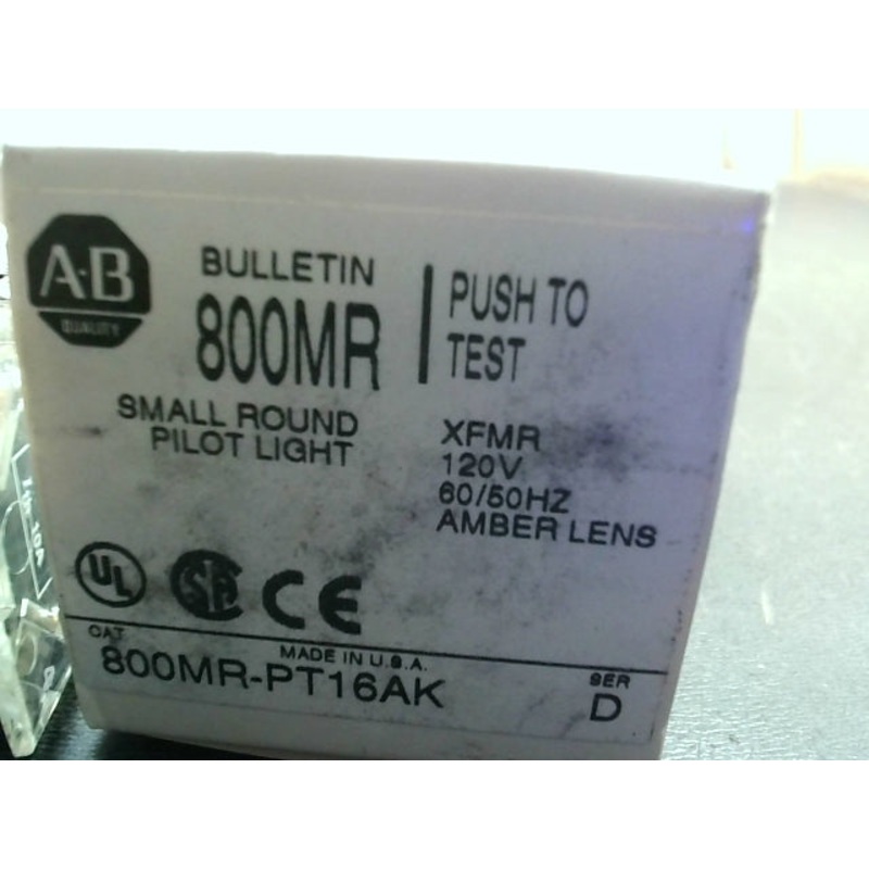Allen Bradley 800MR-PT16AK Pilot Light Switch Ser D Amber