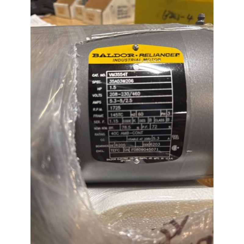 Baldor 1.5HP AC Motor 145TC Frame 1725 RPM 208-230/460V 3-PH TEFC 35A03W206 VM3554T