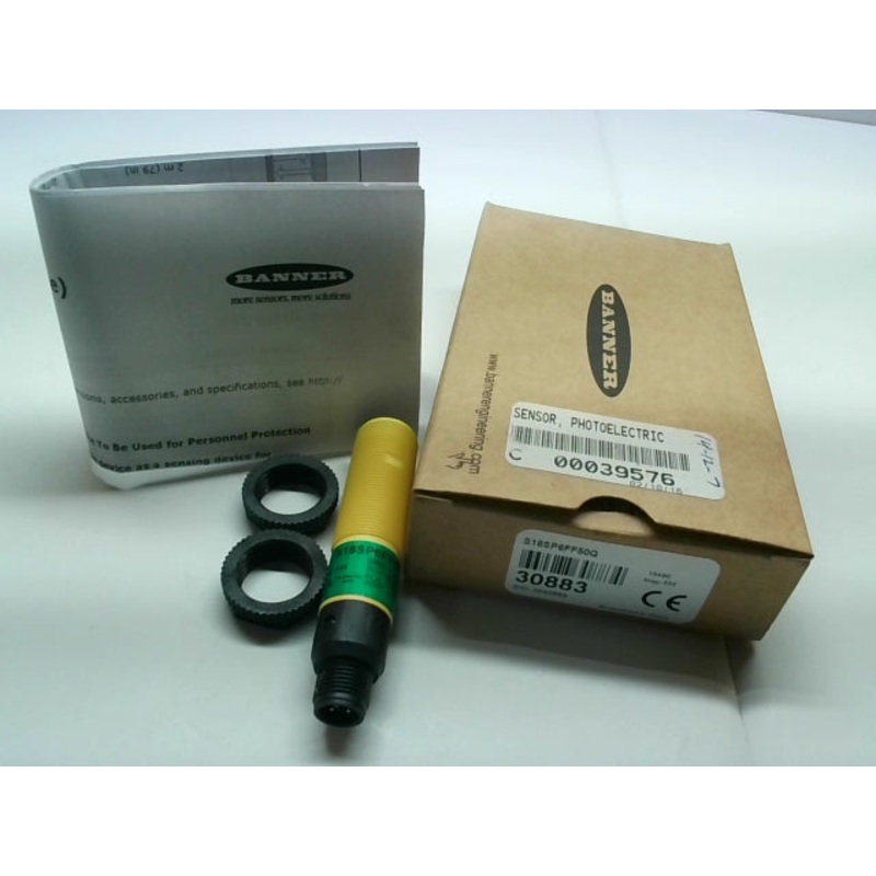 Banner S18SN6FF50Q Photoelectric Switch Sensor 30867 10-30VDC PNP Range 50mm 4-Pin