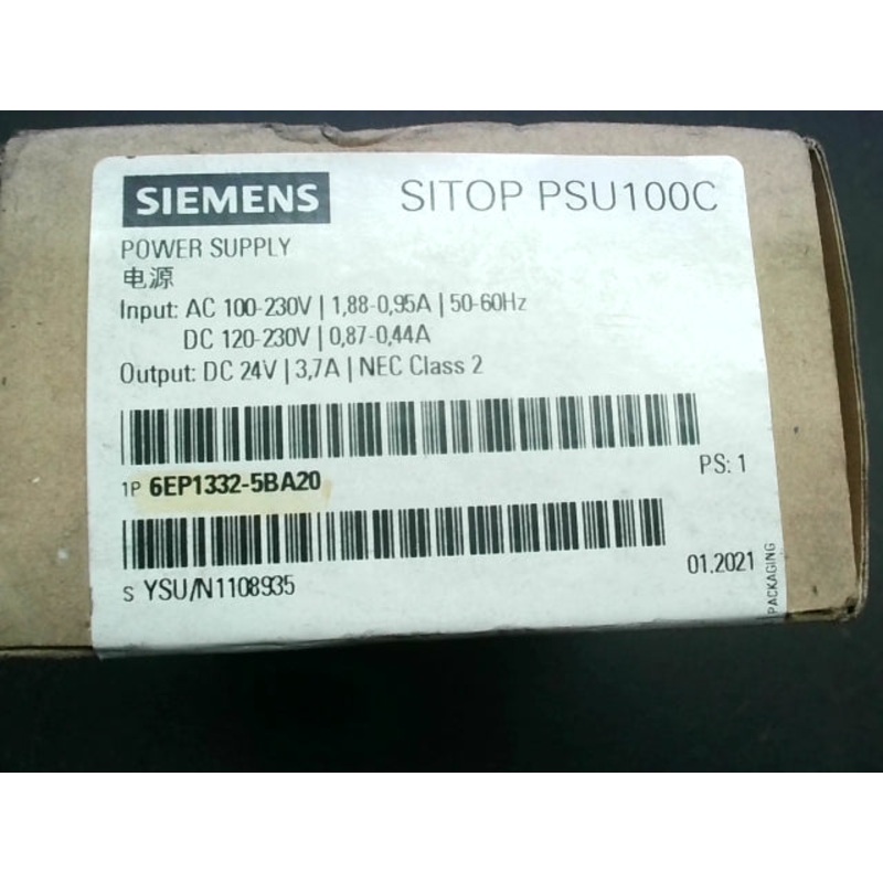 Siemens 6EP1332-5BA20 Power Supply SITOP PSU 100C 24V DC 3.7A