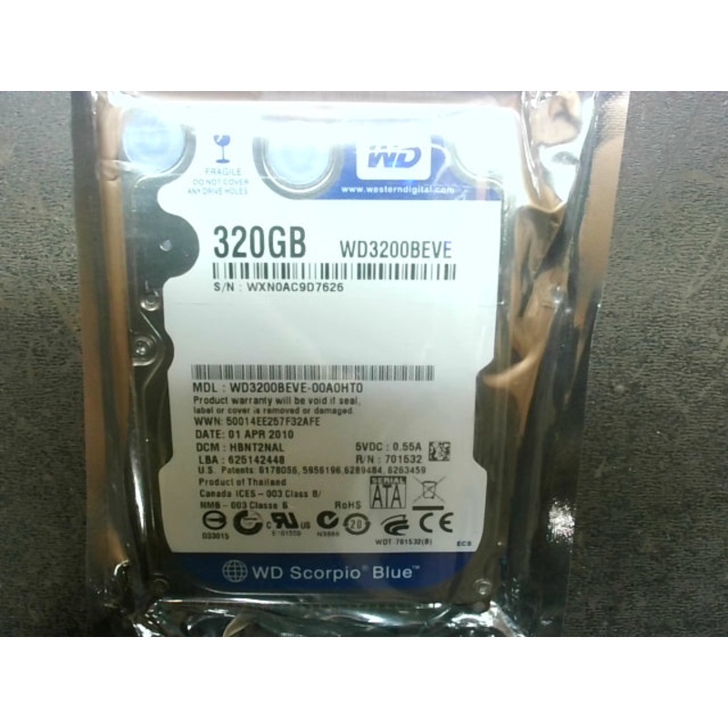 Western Digital WD3200BEVE Laptop Hard Disk Drive 320GB 5400RPM IDE PATA 2.5