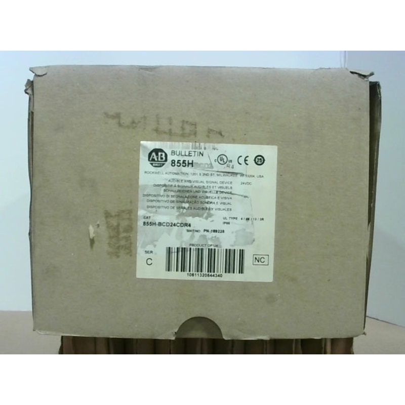 Allen-Bradley 855H-BCD24CDR4 Industrial Alarm with Beacon Light 24VDC 112 dB Red Strobe