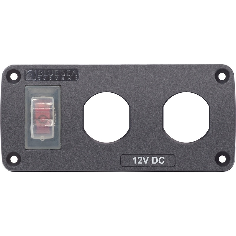 Blue Sea 4364 Water Resistant USB Accessory Panel – 15A Circuit Breaker, 2x Blank Apertures – 4364