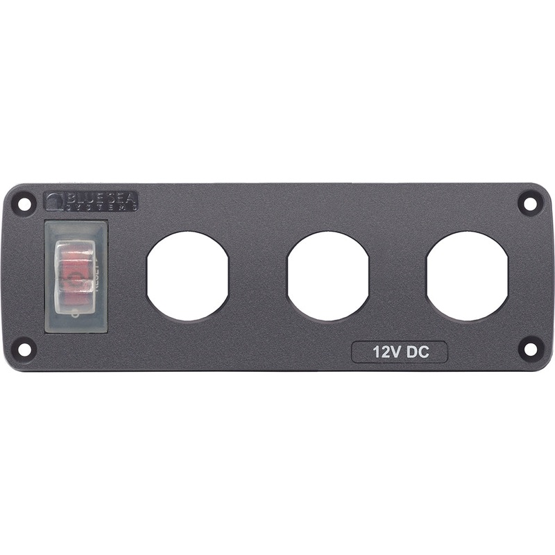 Blue Sea 4367 Water Resistant USB Accessory Panel – 15A Circuit Breaker, 3x Blank Apertures – 4367
