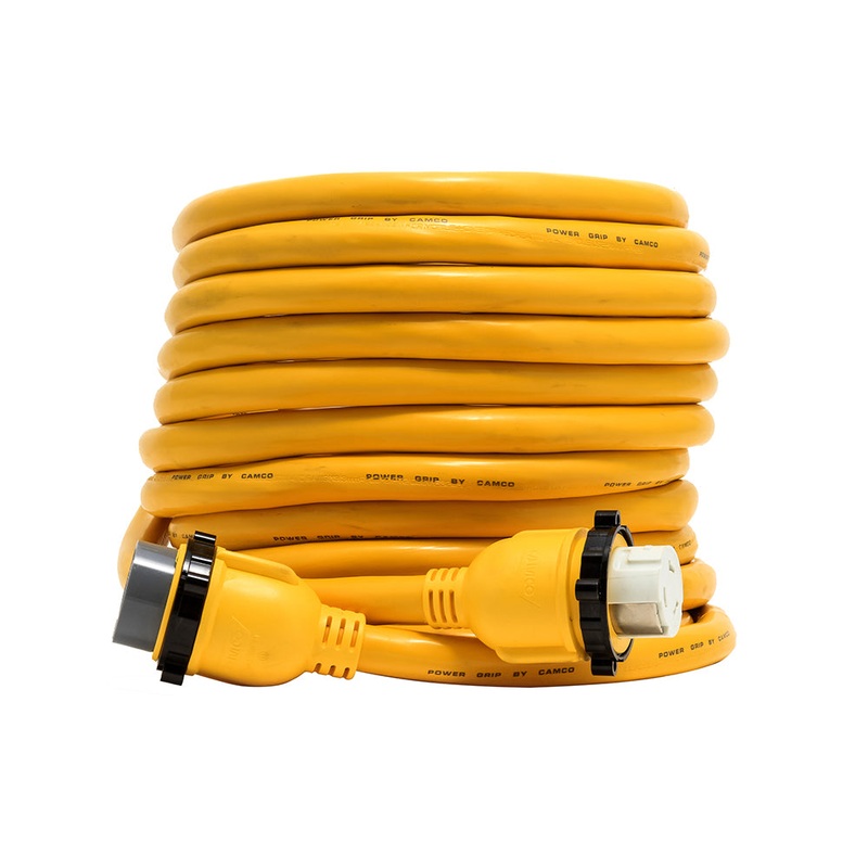Camco 50 Amp Power Grip Marine Extension Cord – 50′ M-Locking/F-Locking Adapter – 55623