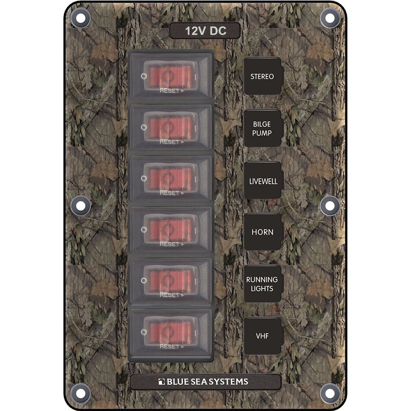 Blue Sea 4325 Circuit Breaker Switch Panel 6 Position – Camo – 4325