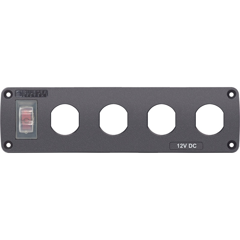 Blue Sea Water Resistant USB Accessory Panel – 15A Circuit Breaker, 4x Blank Apertures – 4369