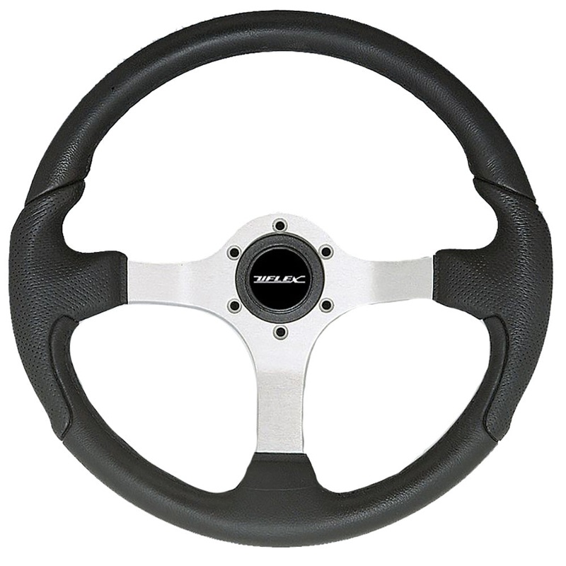 Uflex Nisida Steering Wheel 13.8 – Black Polyurethane Grip with Black Aluminum Spokes – NISIDA-B/B