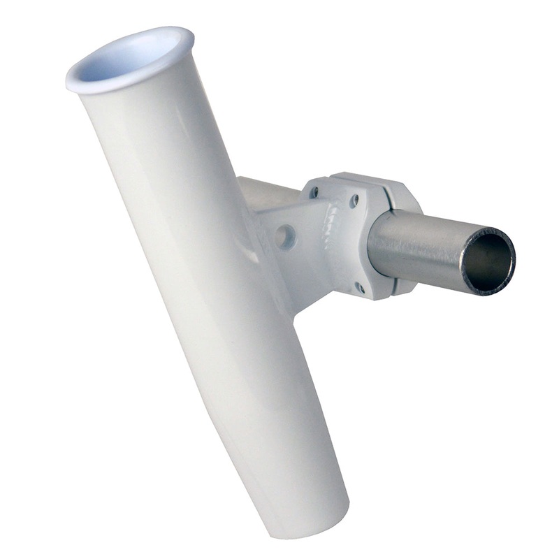 C.E. Smith Aluminum Horizontal Clamp-On Rod Holder 1.66 OD – White Powder Coated w/Sleeve – 53721