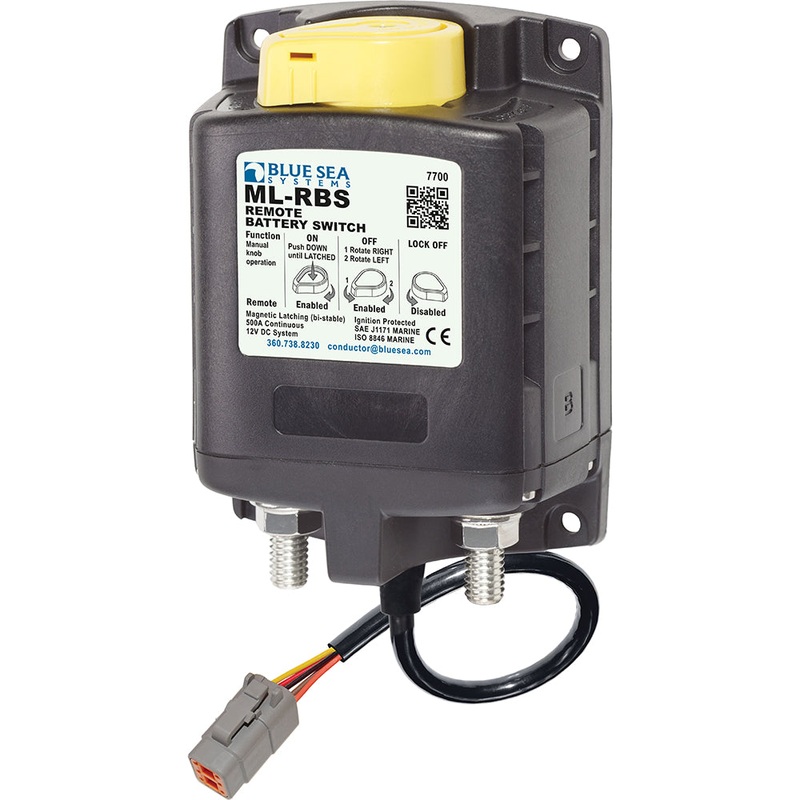 Blue Sea 7700200 ML Solenoid 12V 500A w/Manual Control & Deutsch Connector – 7700100