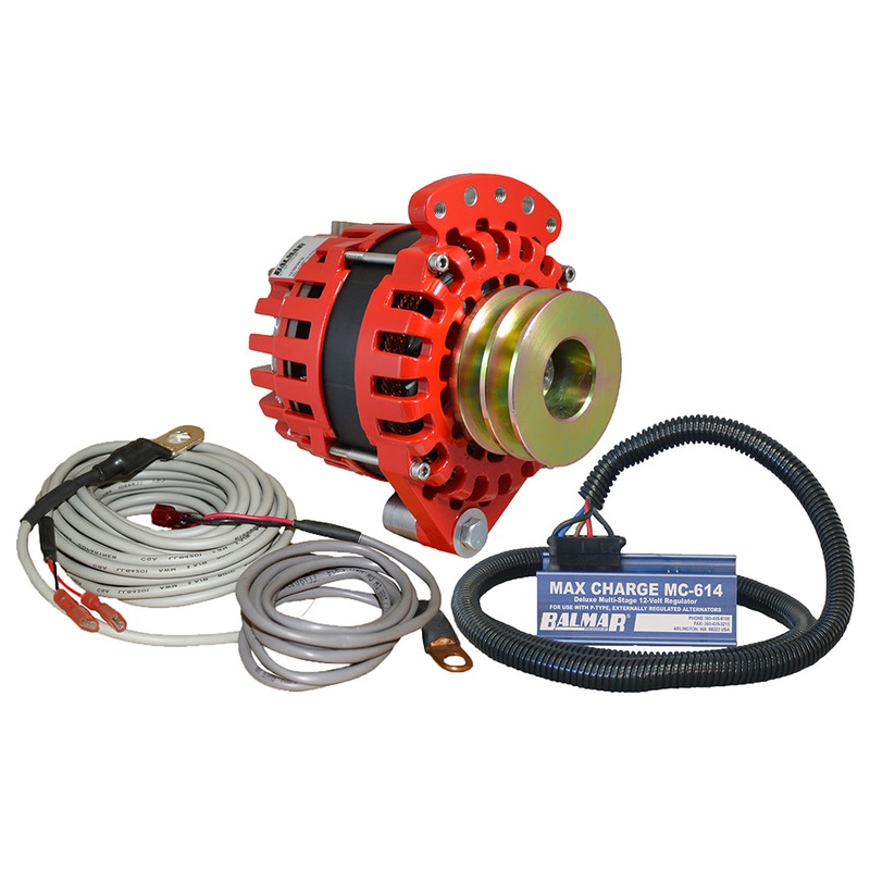 Balmar Alternator 1-2 Single Foot Dual V Pulley Regulator & Temp Sensor – 170A Kit – 12V – XT-SF-170-DV-KIT
