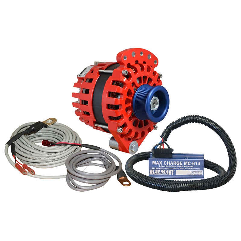 Balmar Alternator 1-2 Single Foot J10 Serpentine Pulley Regulator & Temp Sensor – 170A Kit – 12V – XT-SF-170-J10-KIT