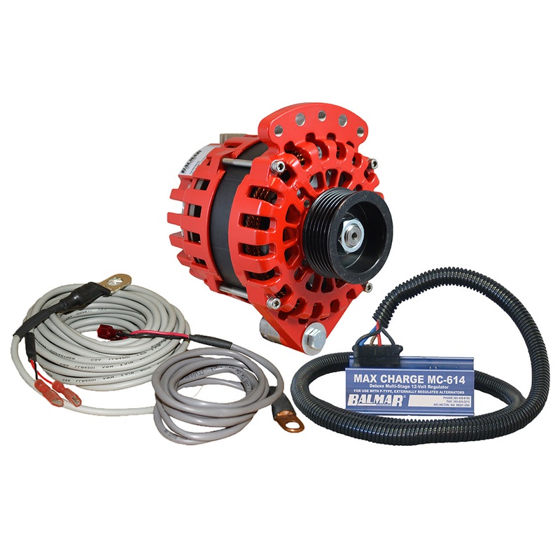 Balmar Alternator 1-2 Single Foot K6 Serpentine Pulley Regulator & Temp Sensor – 170A Kit – 12V – XT-SF-170-K6-KIT