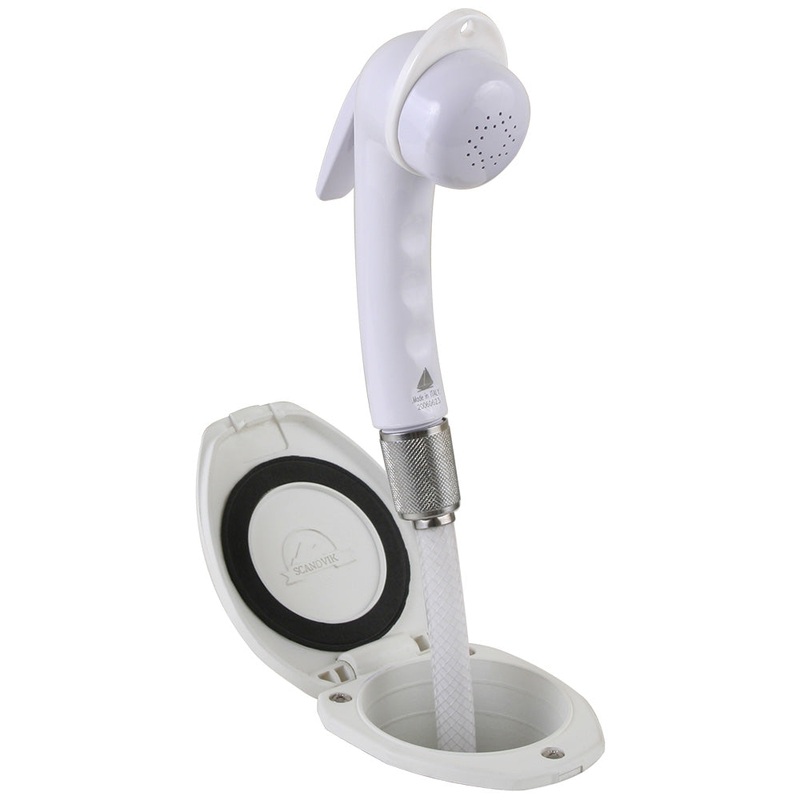 Scandvik Recessed Shower w/6′ White Hose – Euro Trigger Sprayer – 12107P