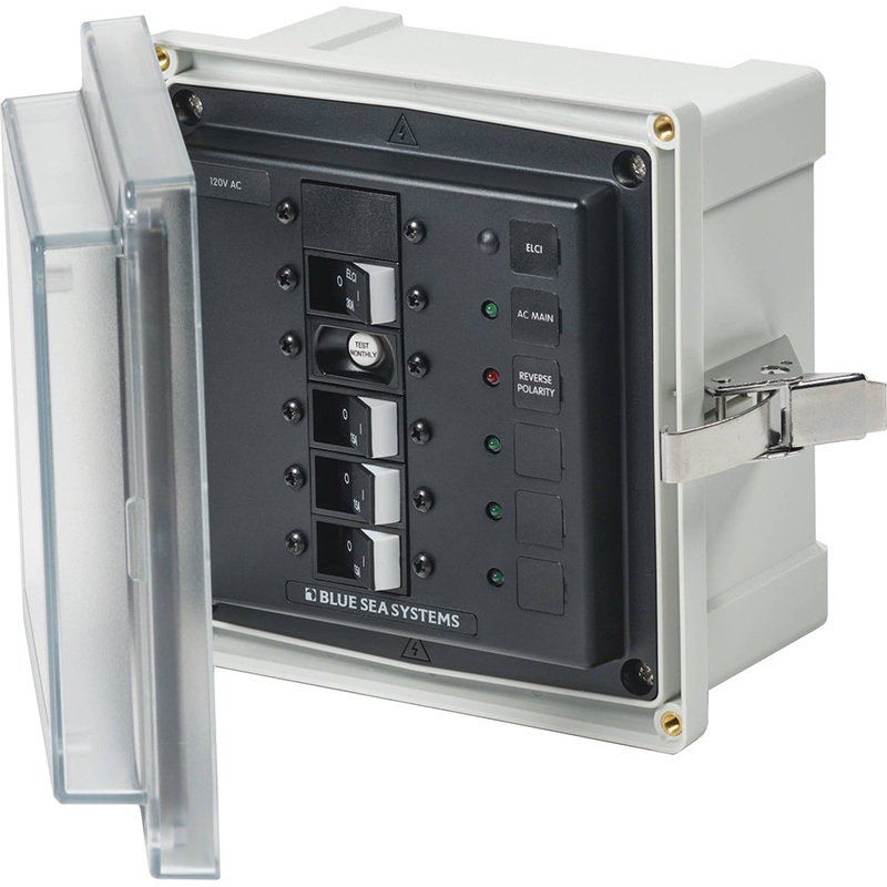 Blue Sea 3128 – SMS Panel Enclosure with ELCI (30A) & 3 Branch (15A) – 120V AC – 3128