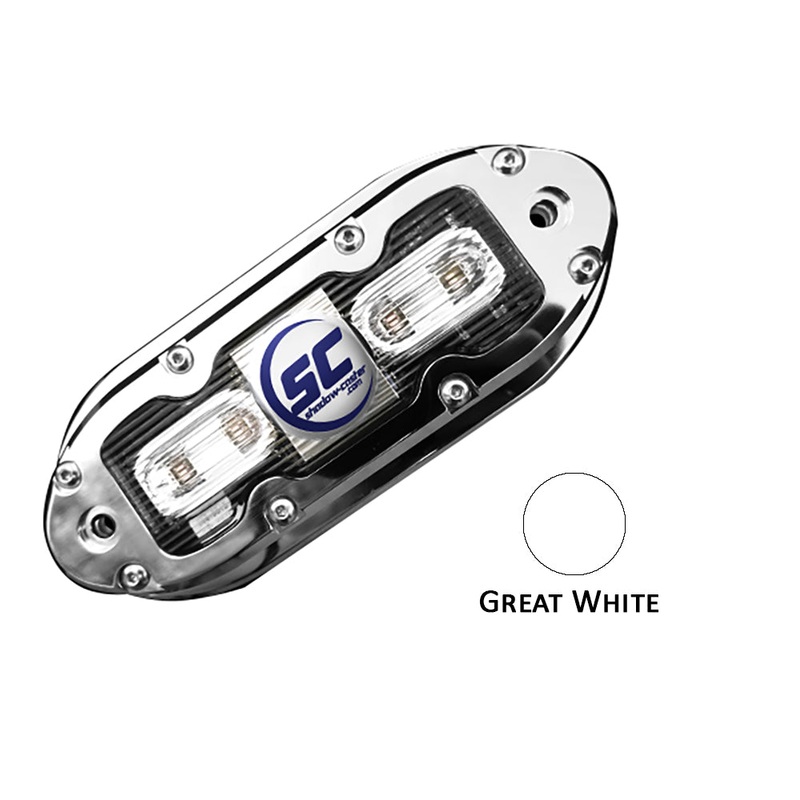 Shadow-Caster SCM-4 LED Underwater Light w/20′ Cable – 316 SS Housing – Great White – SCM-4-GW-20