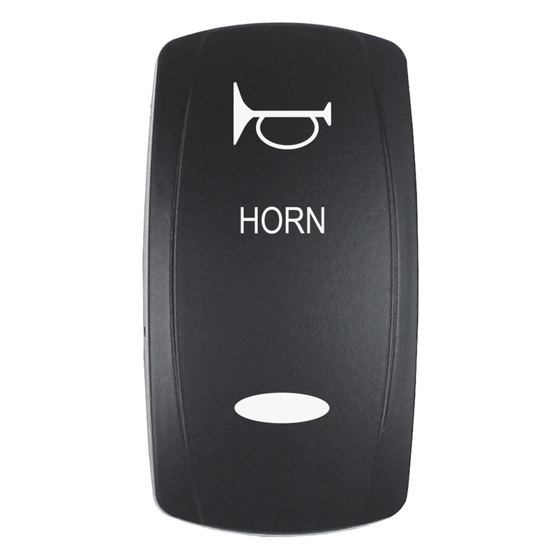 Pacer Actuator – ‘HORN’ f/V Series Contura Switches – Black – Laser Etched (Top/Bottom Light)