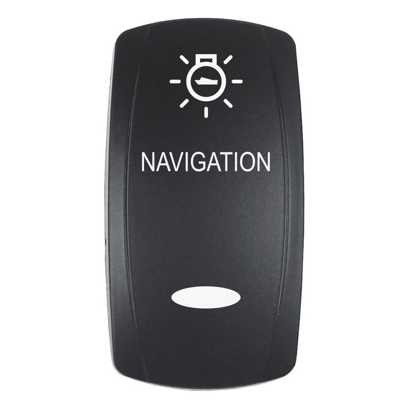 Pacer Actuator – ‘NAVIGATION’ f/V Series Contura Switches – Black – Laser Etched (Top/Bottom Light)