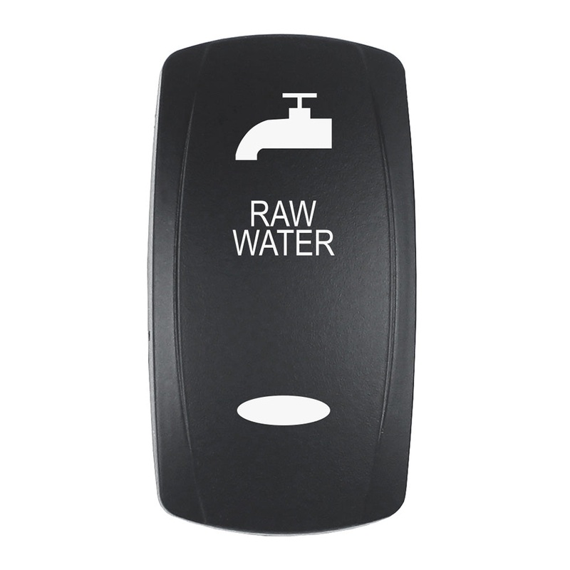 Pacer Actuator – ‘RAW WATER’ f/V Series Contura Switches – Black – Laser Etched (Top/Bottom Light)