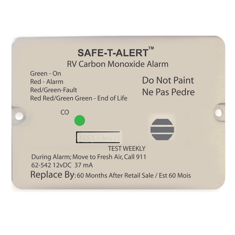 Safe-T-Alert 62 Series Carbon Monoxide Alarm – 12V – RV Flush Mount – White