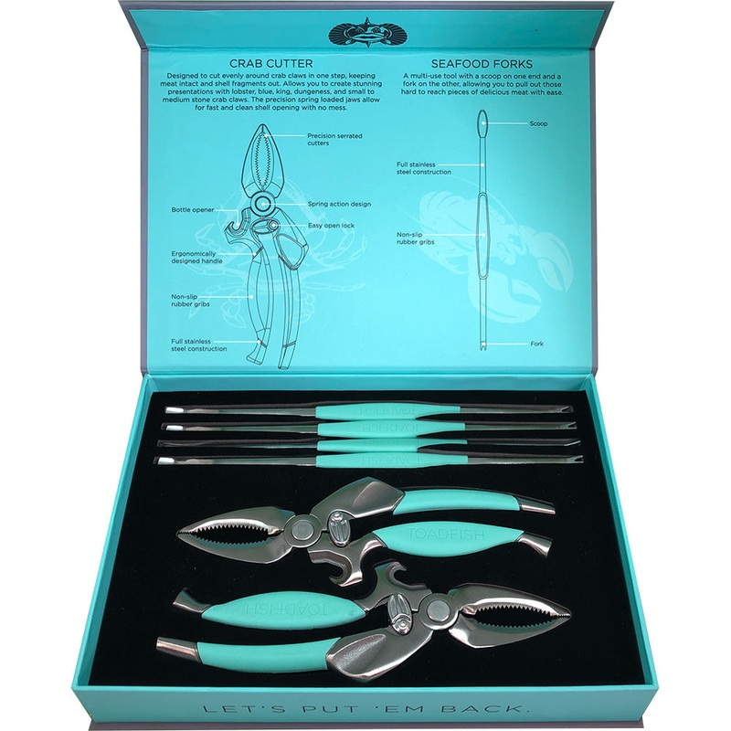 Toadfish Crab/Lobster Tool Set – 2 Shell Cutters & 4 Seafood Forks – 1022