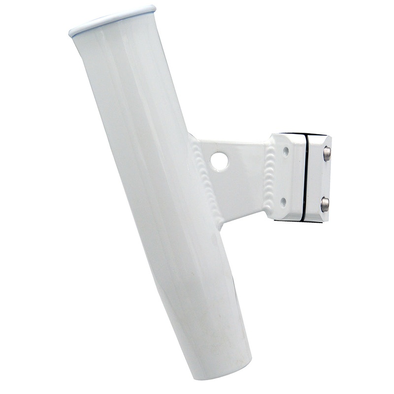 C.E. Smith Aluminum Vertical Clamp-On Rod Holder 1-5/16 OD White Powdercoat w/Sleeve – 53716