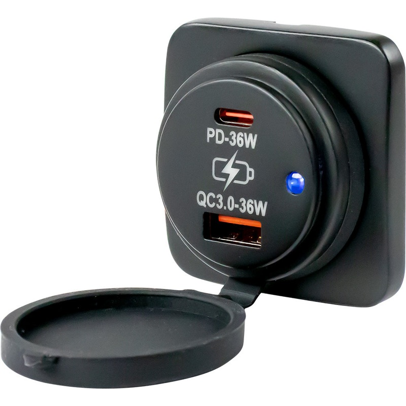 Sea-Dog USB A / USB C Square Surface Mount Power Socket – 426531-1