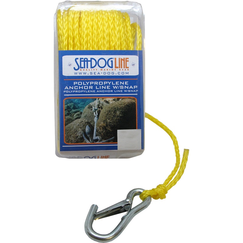 Sea-Dog Poly Pro Anchor Line with Snap – 1/4 x 50′ – Yellow – 304206050YW-1