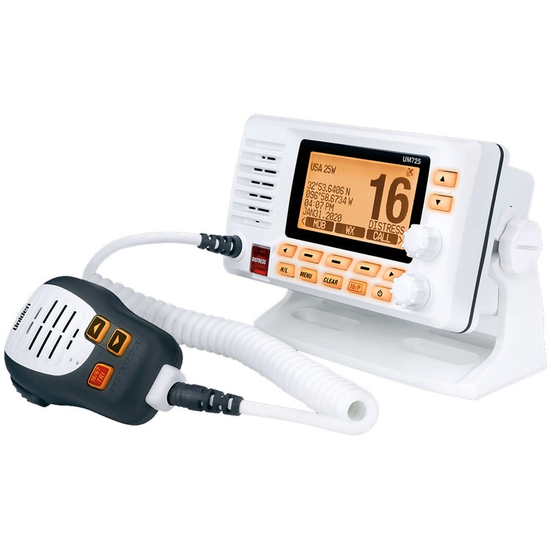 Uniden UM725 Fixed Mount Marine VHF Radio with GPS – White – UM725G